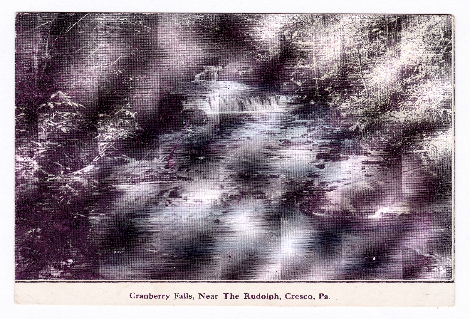 1908 Cresco PA RARE Postcard Cranberry Falls Near The Rudolph Pocono Mountains