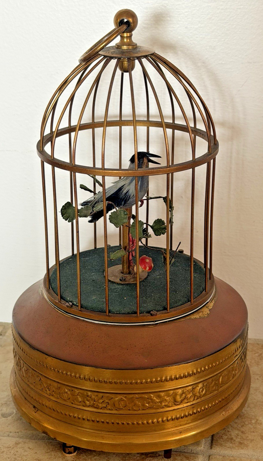 DEFECTIVE VINTAGE GERMAN KARL GRIESBAUM SINGING BIRD CAGE AUTOMATON MUSI G3D