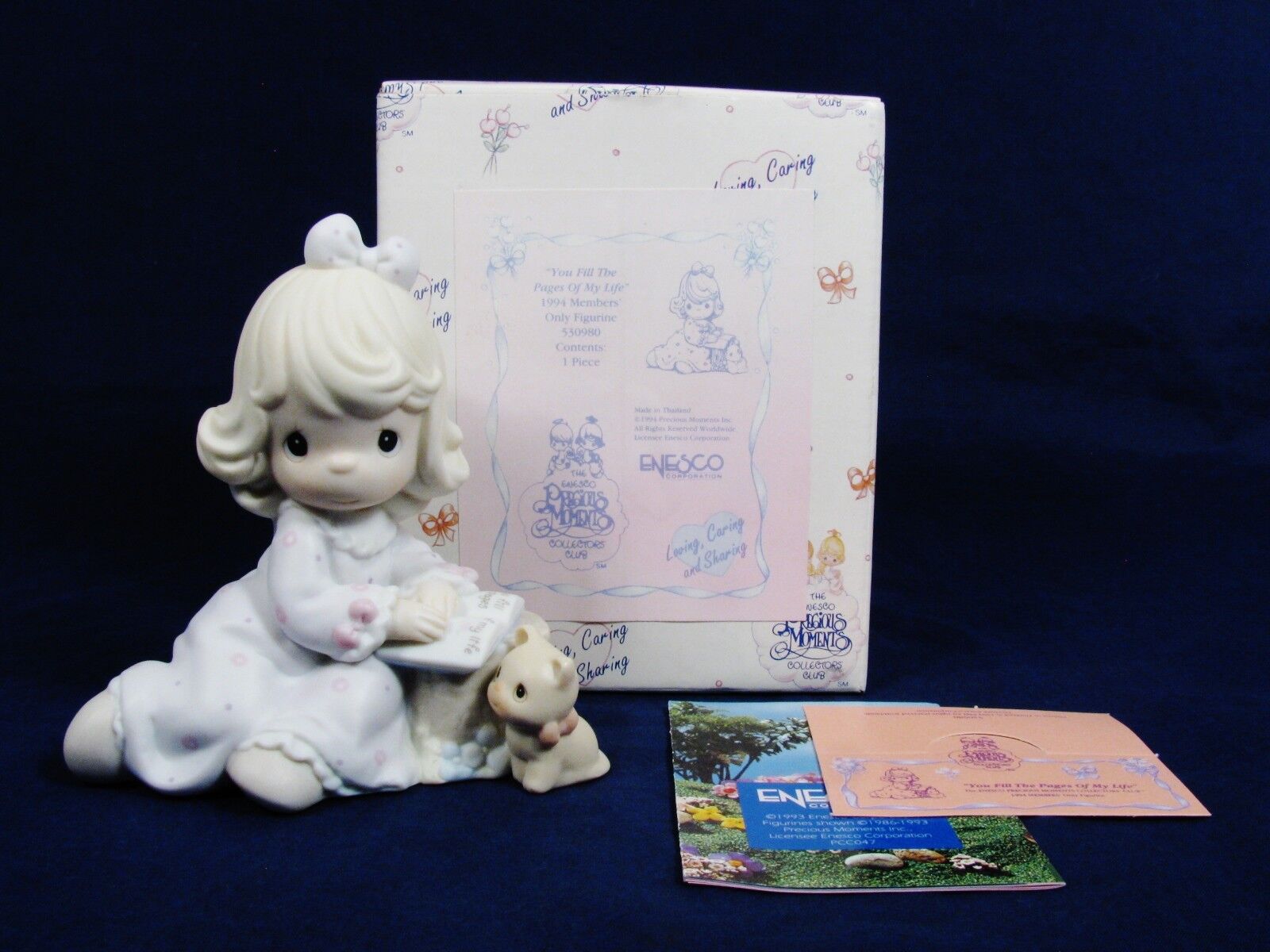 Enesco 1994 Precious Moments You Fill The Pages Of My Life Girl Figurine w/ Box