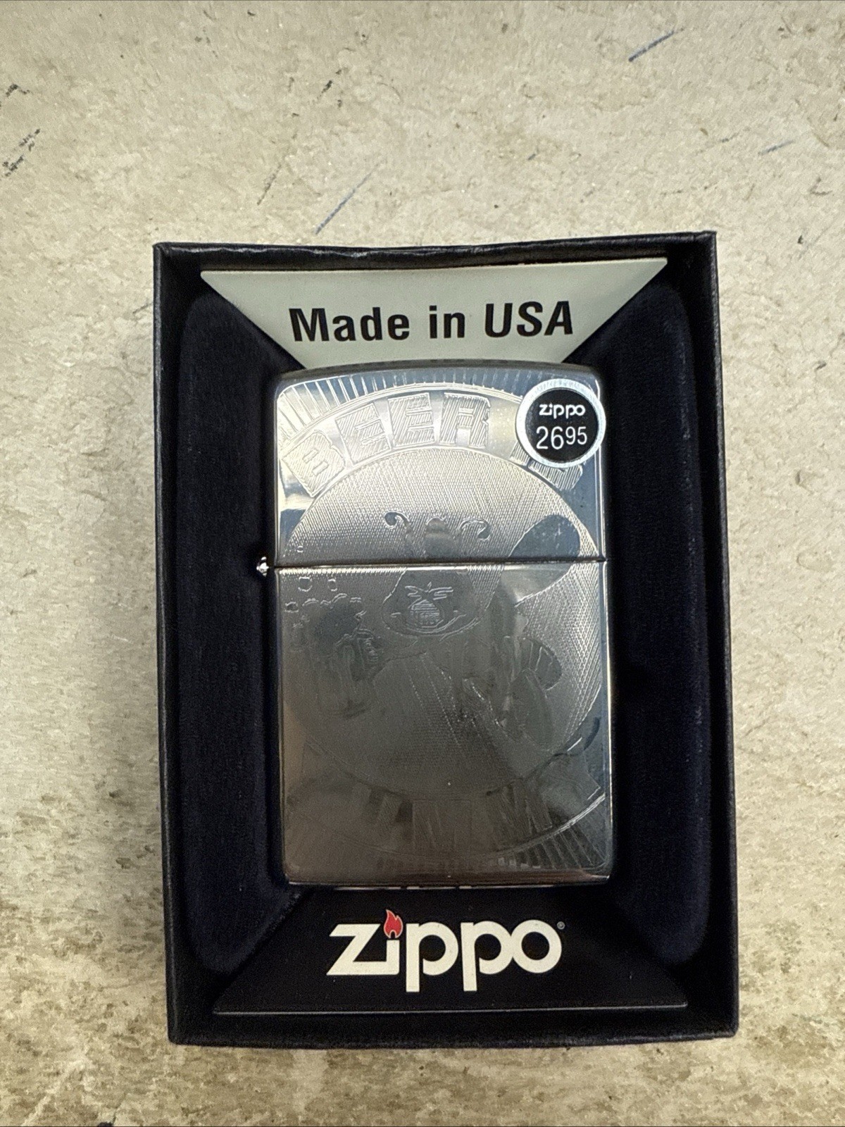 Zippo 24047 Beer is Yummy High Polish Chrome New Retired 2006