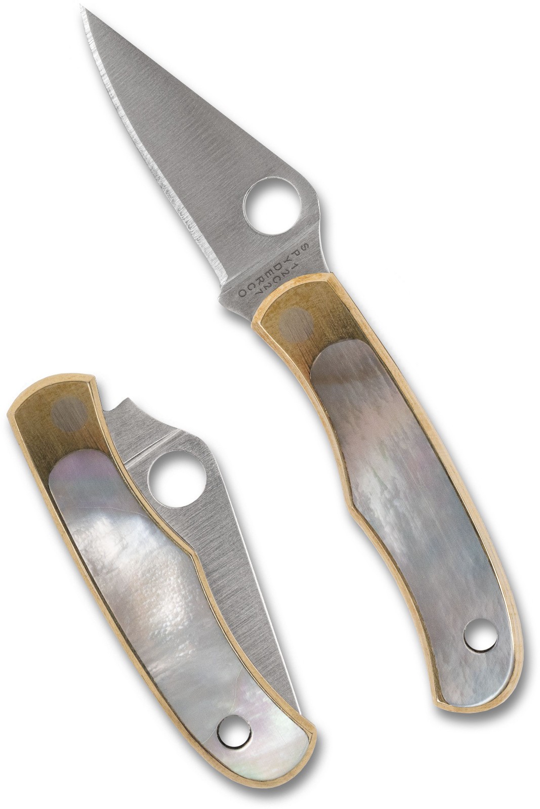 SPYDERCO Bug, Genuine Abalone Nickel/Silver Inlays, Sandvik 12c27 Steel, C133AP