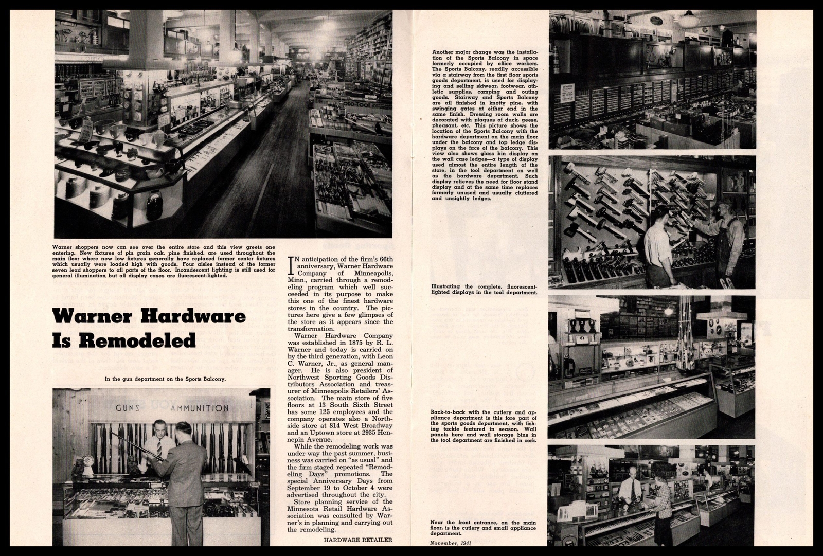 1941 Warner Hardware Store Photos Minneapolis MN Article 2-Page Vintage Print Ad 1941 Warner Hardware Store Photos Minneapolis MN Article 2-Page Vintage Print Ad