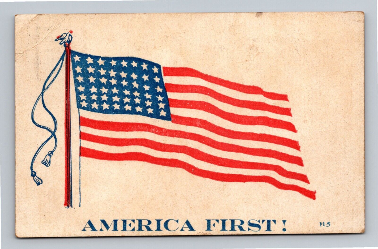 America First Postcard Original Old U.S. American Flag Patriotic Postcard Unused