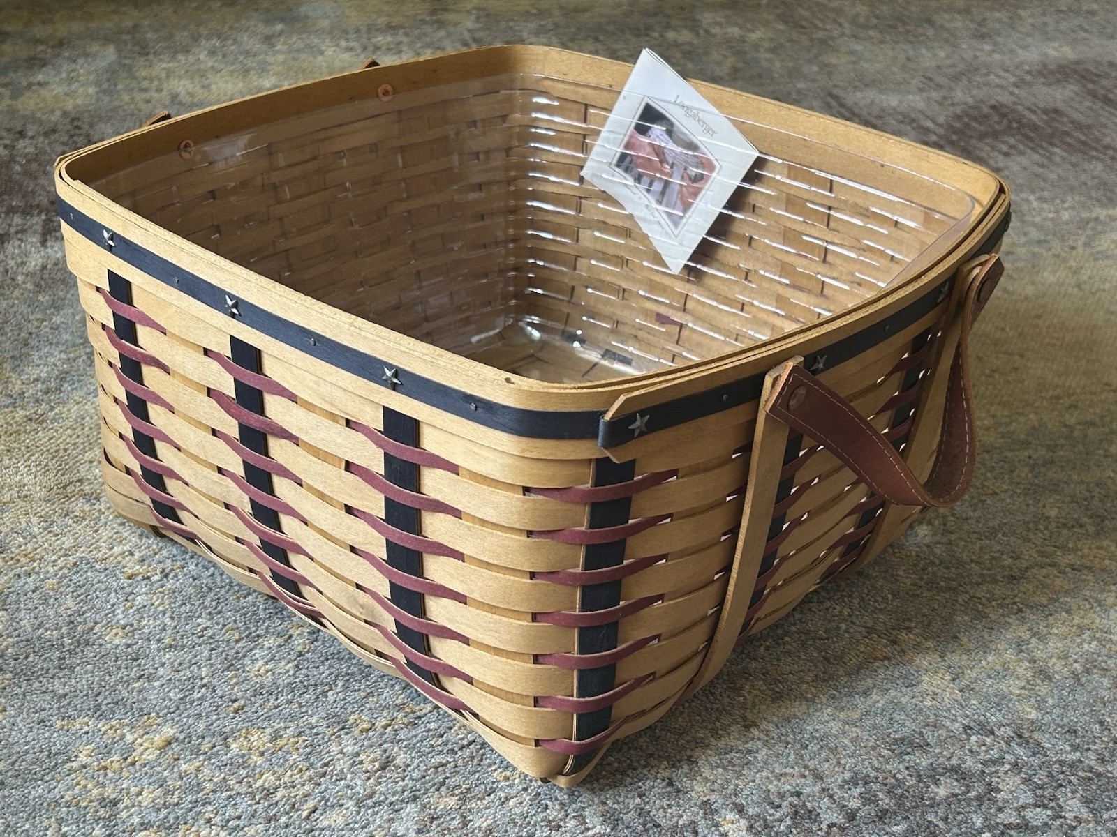 Vintage 2003 Longaberger Proudly American Small Wash Day Basket Star Tacks