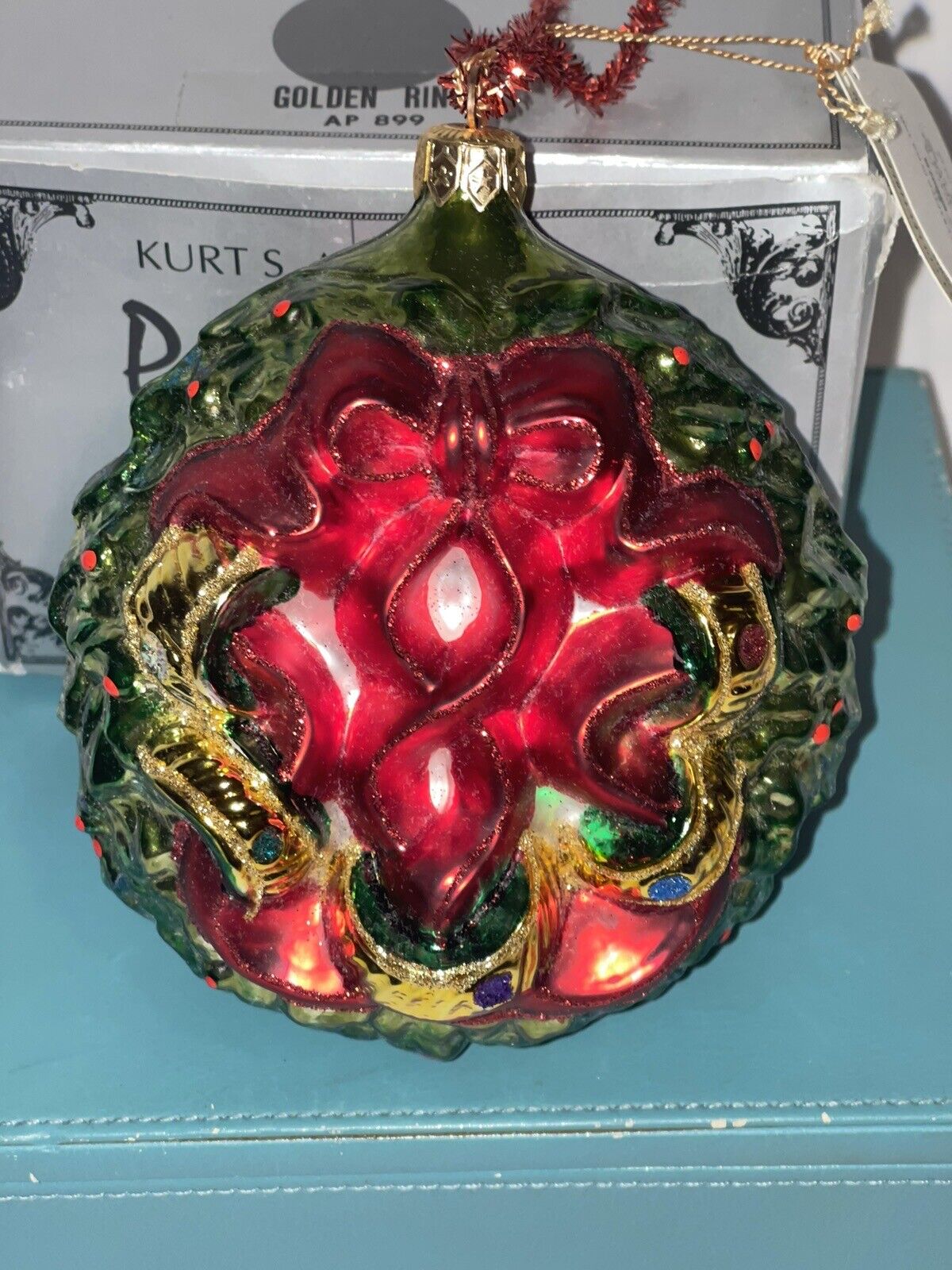 Rare Kurt Adler Polonaise Blown Glass Ornament Golden Rings Fun