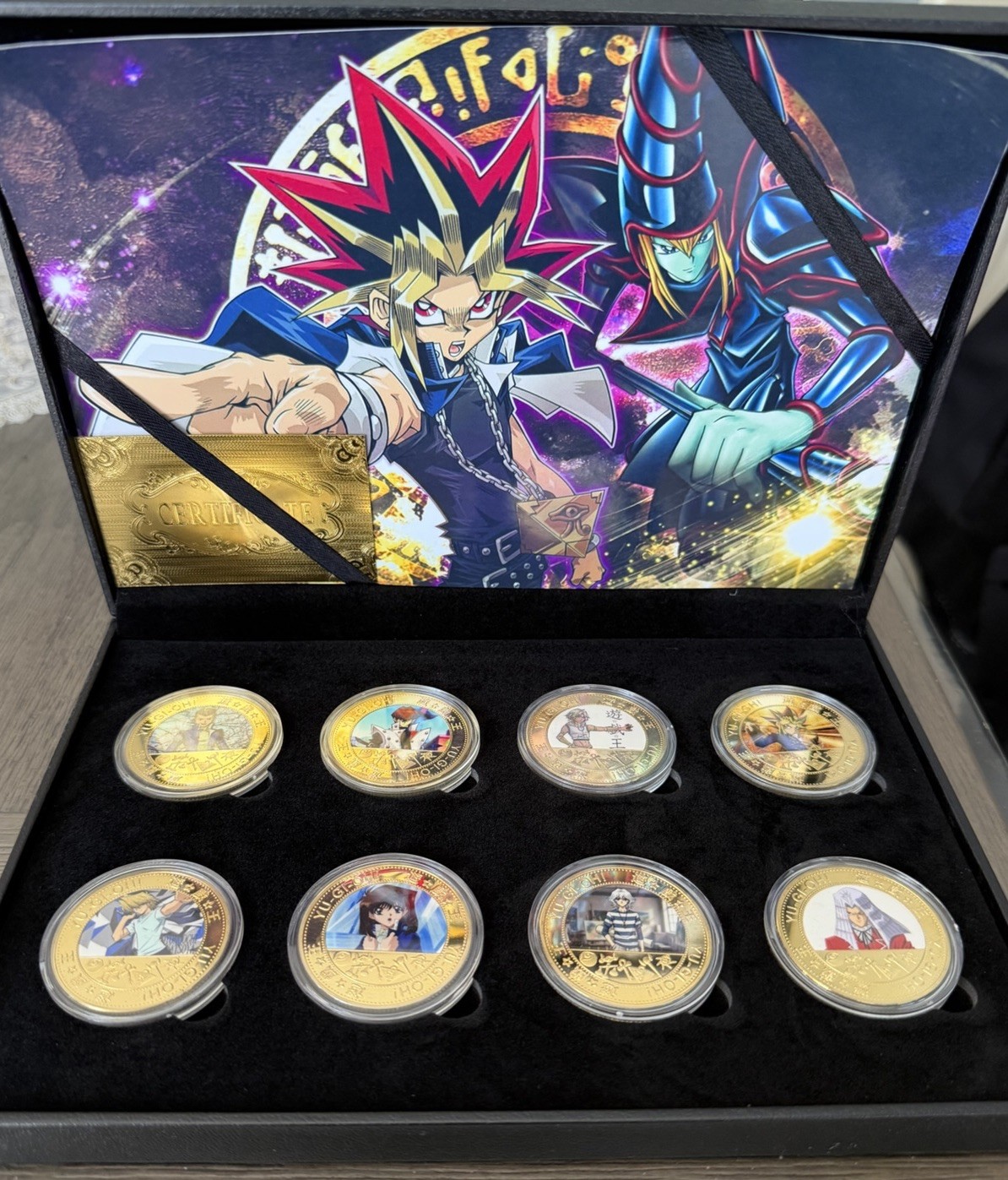 Yu-Gi-Oh x5 Gold Plated Coins Set & Box - Japanese Series