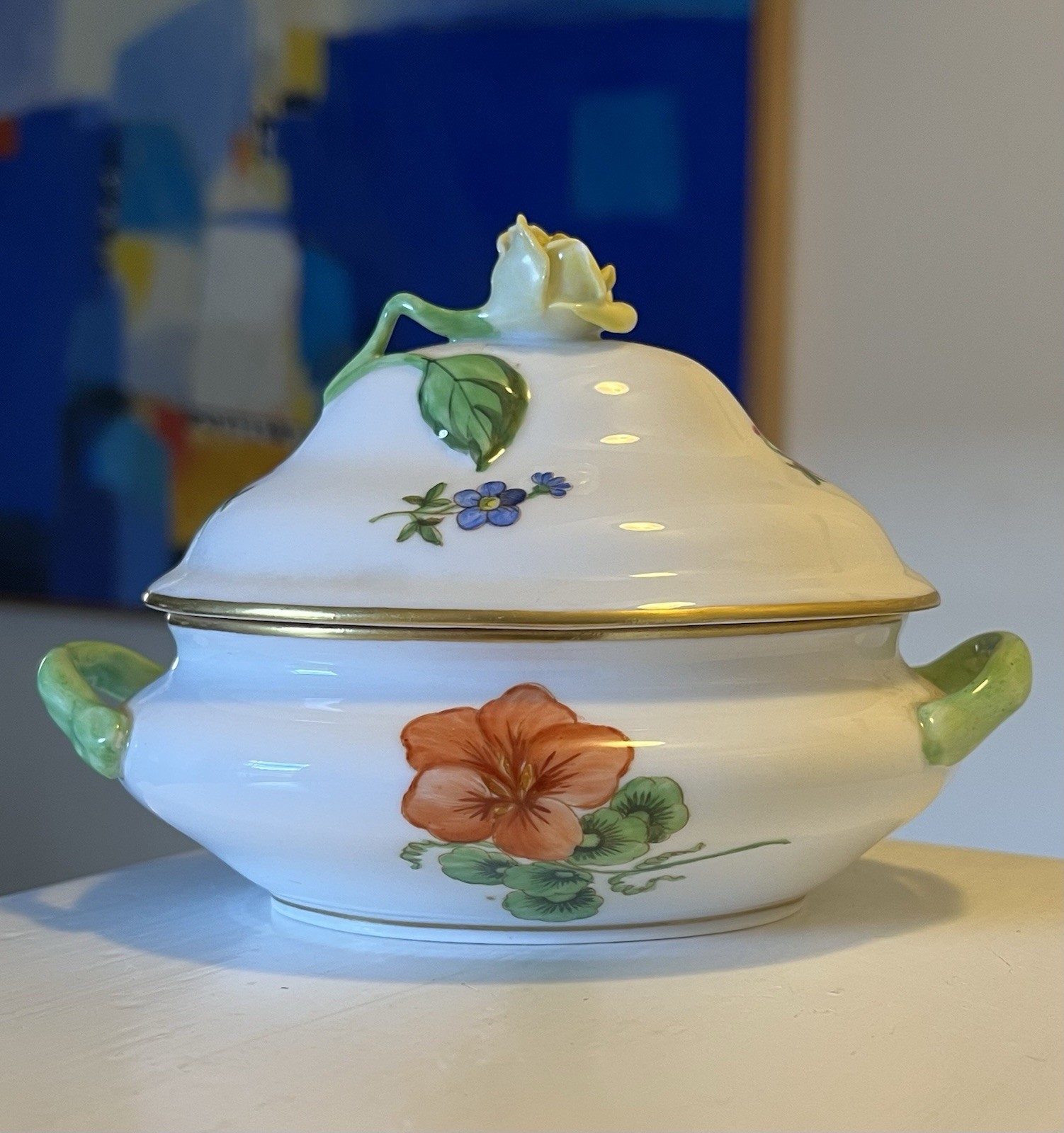 Vintage Herend Queen Victoria Mini Tureen With Yellow Rose Lid Vintage Herend Queen Victoria Mini Tureen With Yellow Rose Lid
