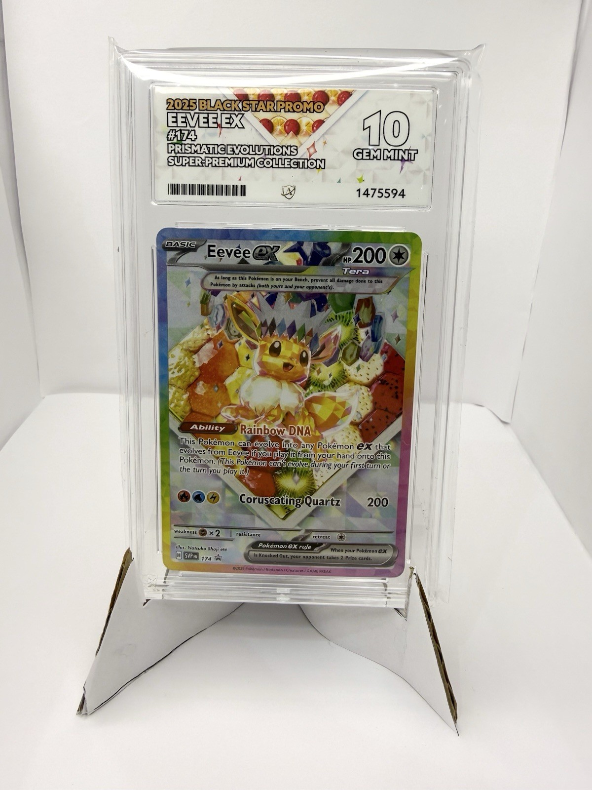 2025 Pokémon Prismatic Evolutions Eevee ex #174/SVP – ACE Grading 10 GEM MINT