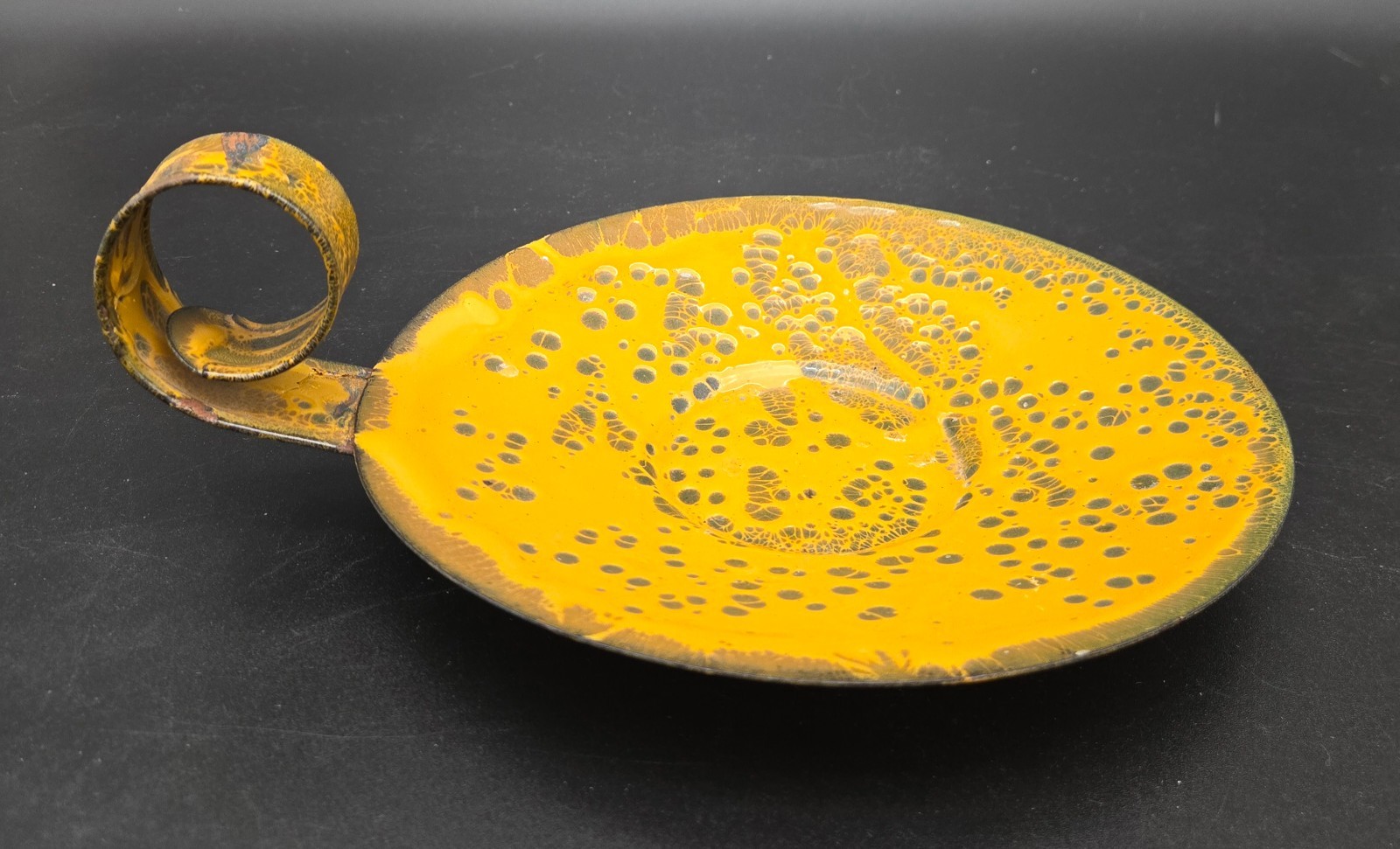 Vintage MCM Hanova of Pasadena Brutalist Enameled Chamberstick Candleholder