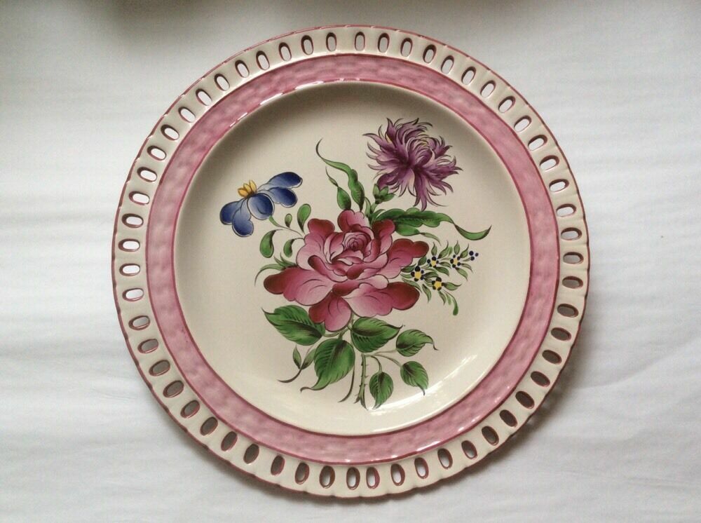 Antique Hand Painted French Floral Plate