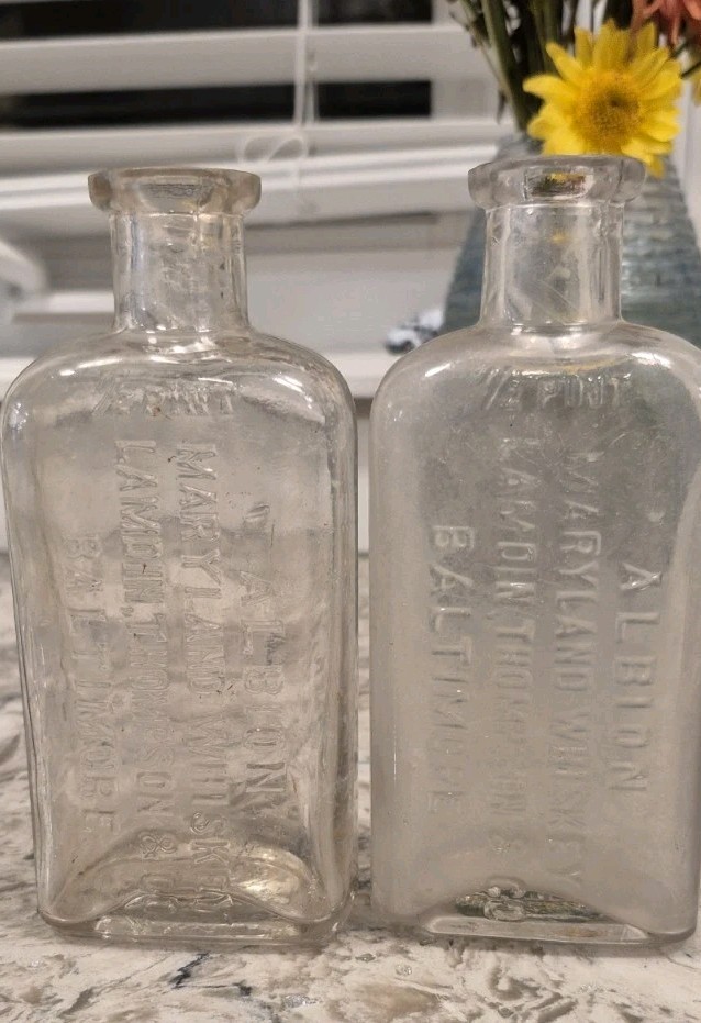 Antique 1900s Albion Maryland Whiskey Lamdin Thompson & Co Baltimore Md. bottles