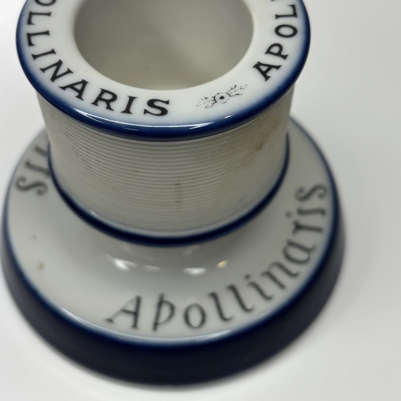 Antique Apollinaris Porcelain Match Striker Pyrogene French Bistro 3 Inch