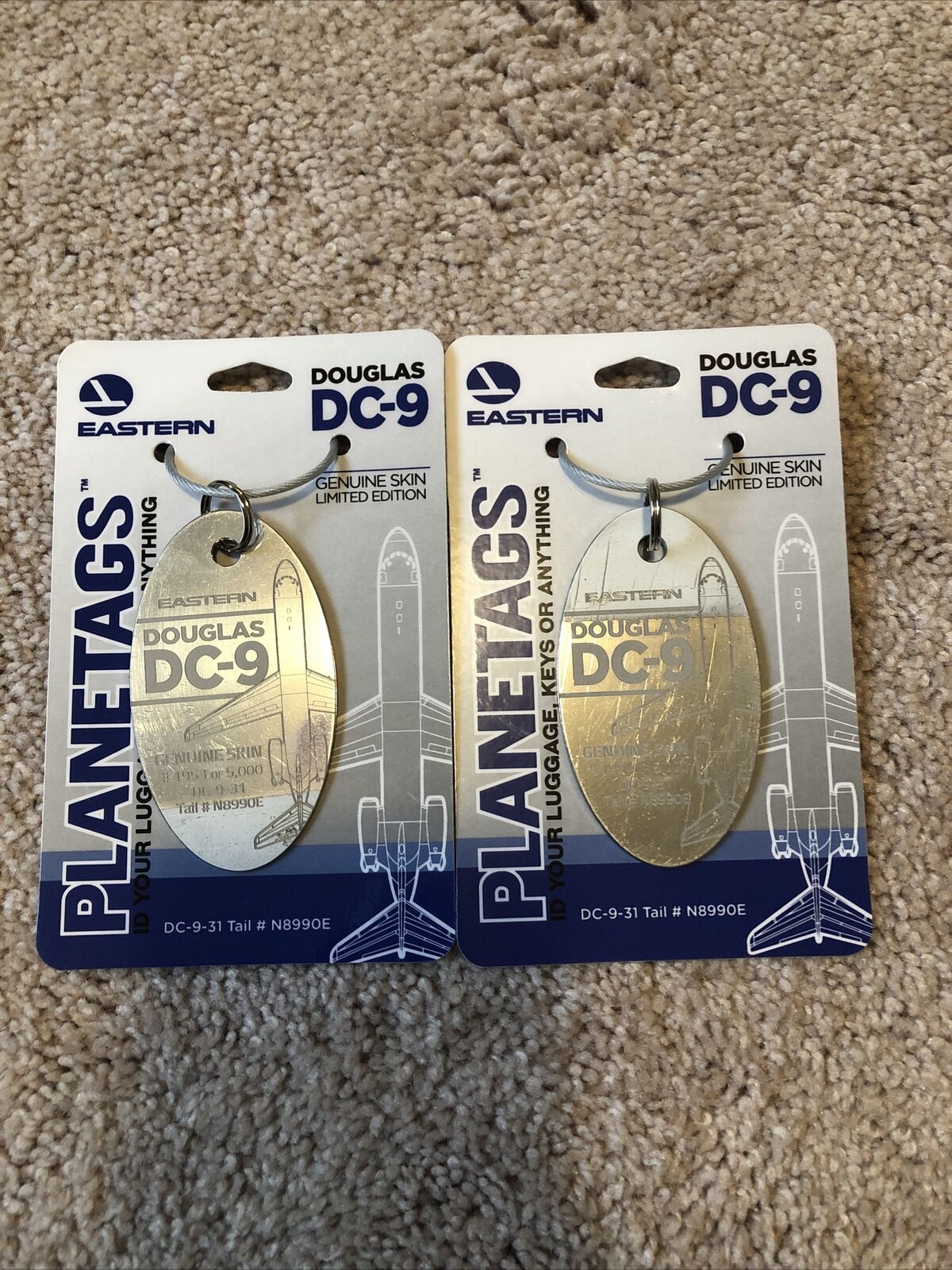 PlaneTags Eastern DC-9 N8990E Combo Sequential Pair 1953 & 1954 Planetag