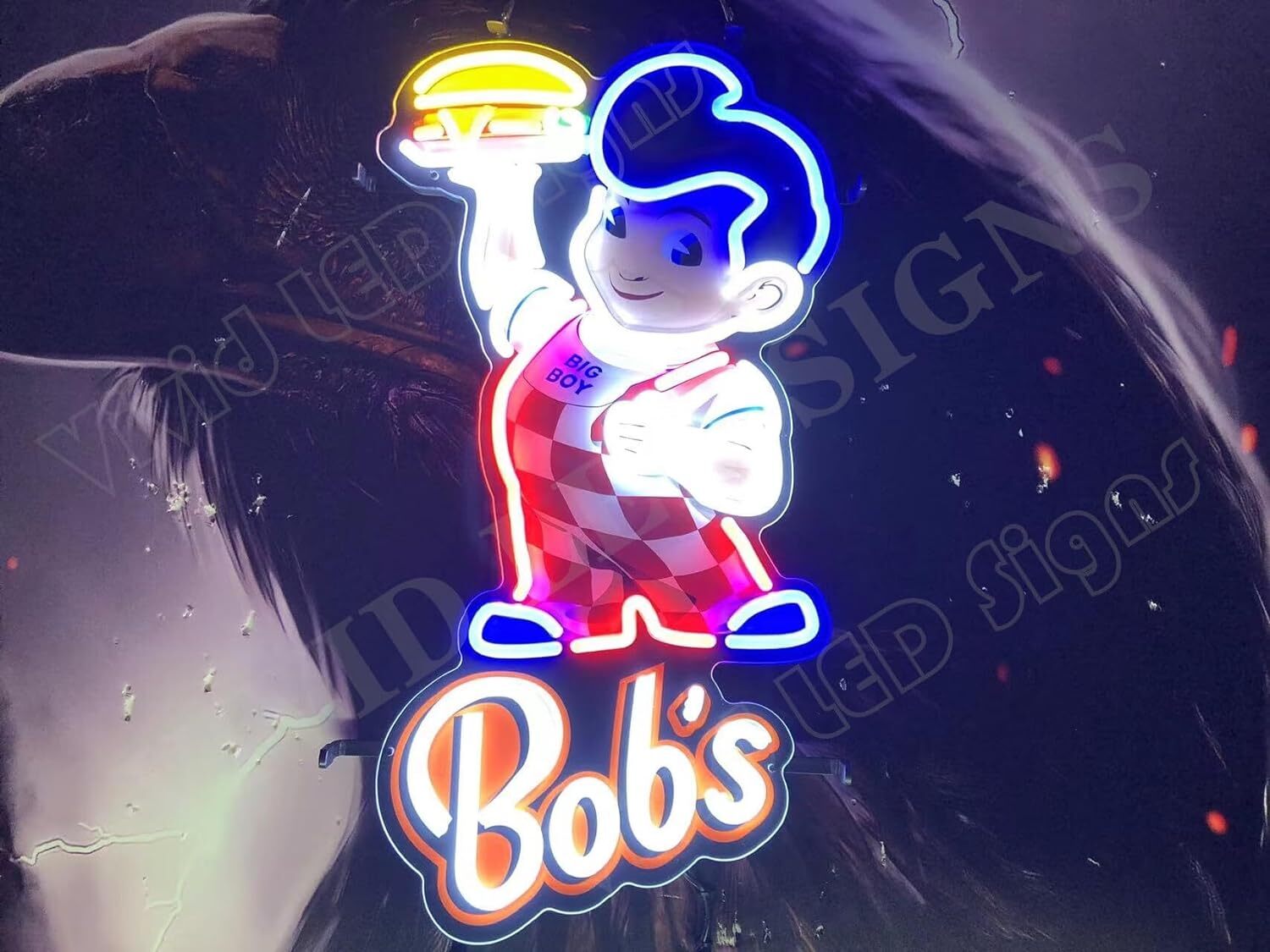 Bob\'s Big Boy Burger Sandwiches Vivid LED Neon Sign With Dimmer Hanging Art 24\