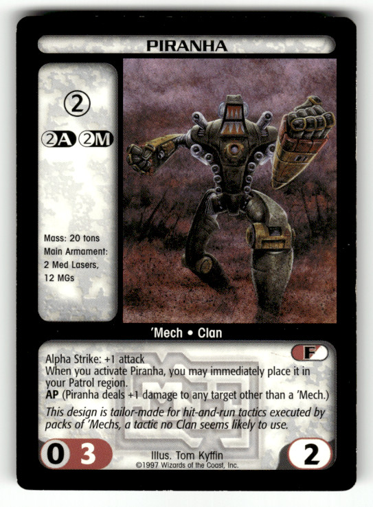 BattleTech Piranha Mech 1997 BattleTech Wizards of the Coast TCG BattleTech Piranha Mech 1997 BattleTech Wizards of the Coast TCG