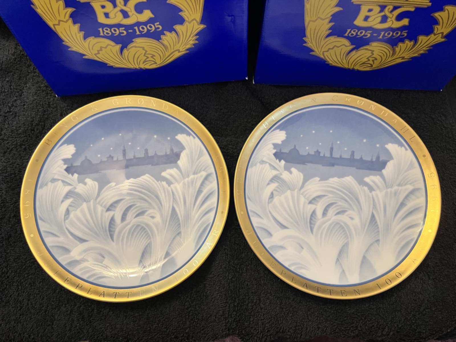 Bing & Grøndahl 1995 Christmas Centennial Plates Matching Pair w/ Original Boxes