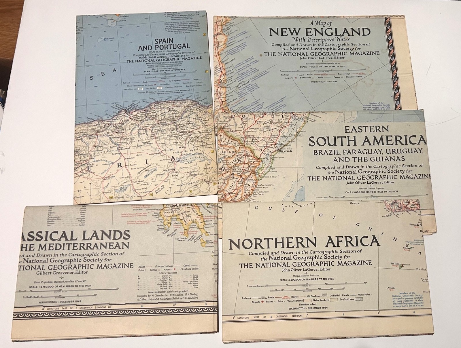 Vintage 1949-1965 National Geographic Magazine Wall Maps Lot Of 5 Vintage 1949-1965 National Geographic Magazine Wall Maps Lot Of 5