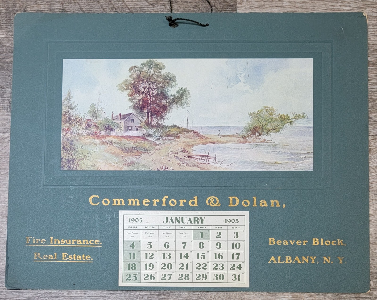 Antique 1905 Albany, New York Commerford & Dolan Insurance Real Estate Calendar