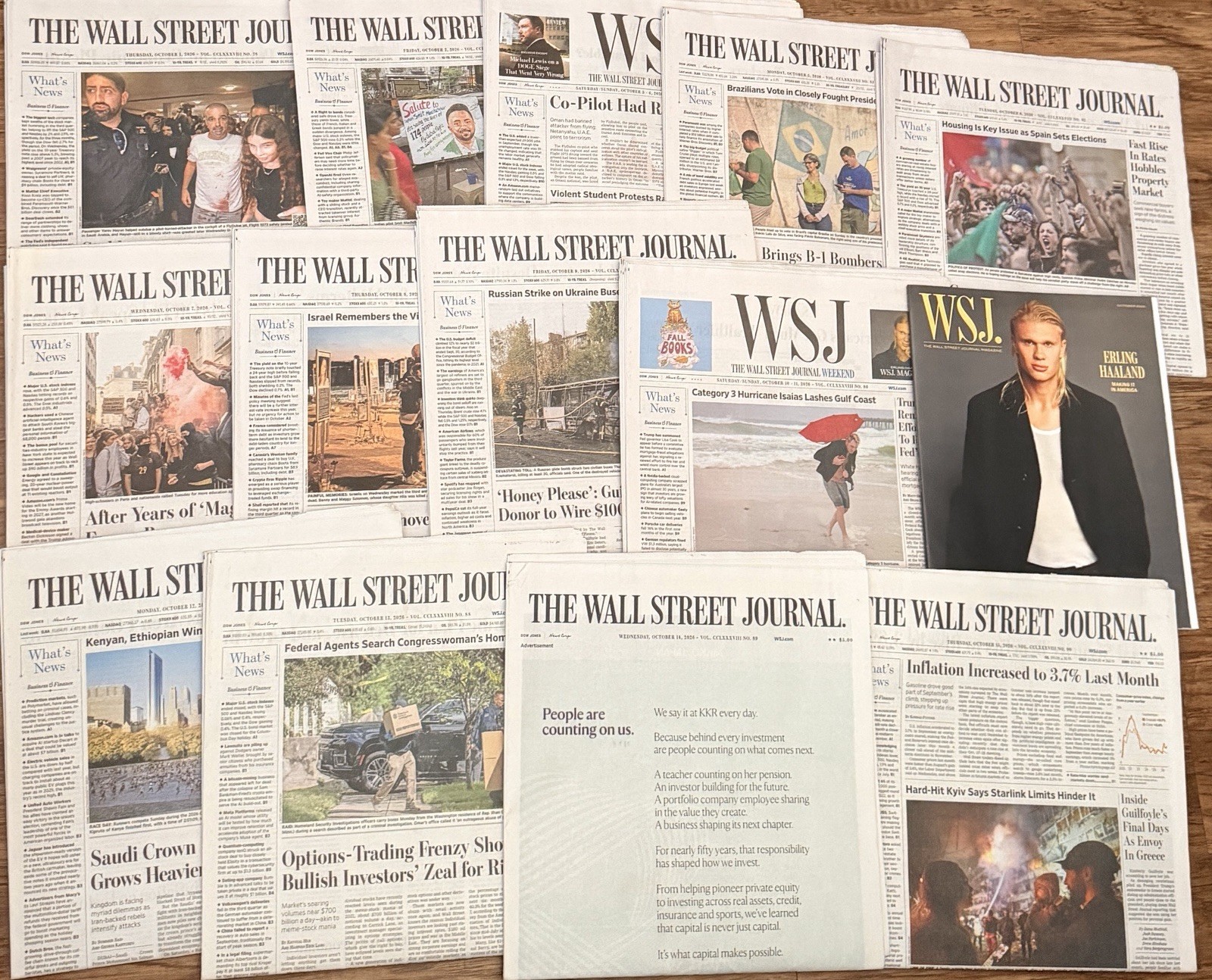 The Wall Street Journal News Paper LOT/13 October 1 - 15 2026 COMPLETE Unread