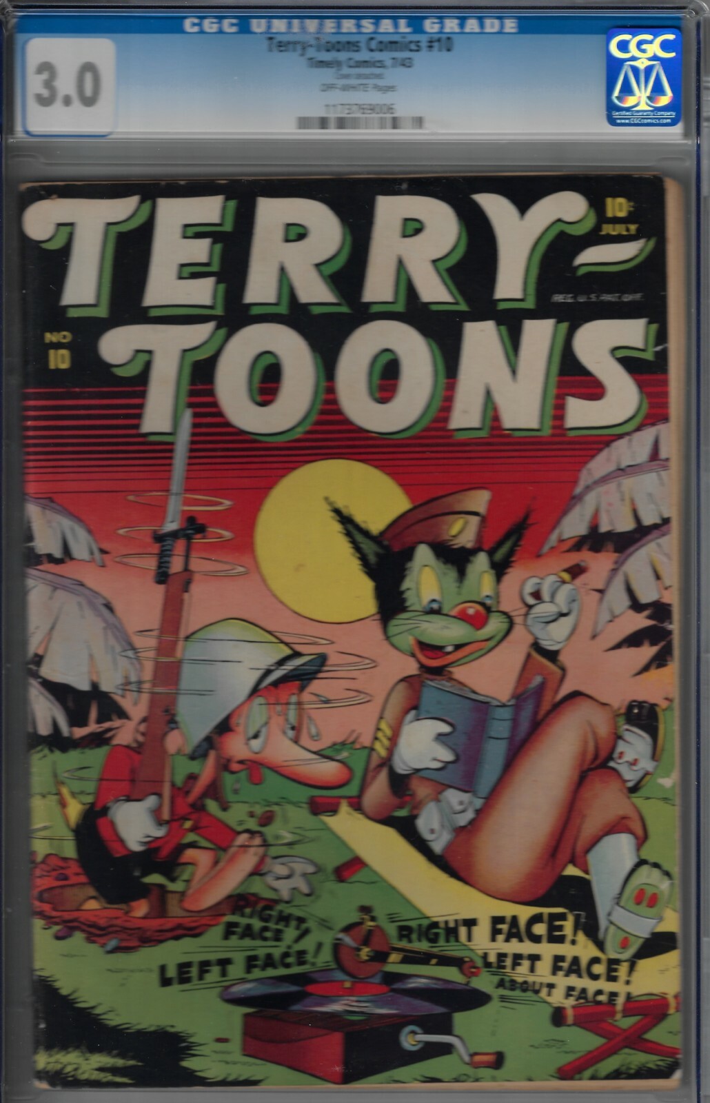 TERRY TOONS #10- CGC 3.0- WWII COMIC 1943 AWESOME WAR CVR-TIMELY
