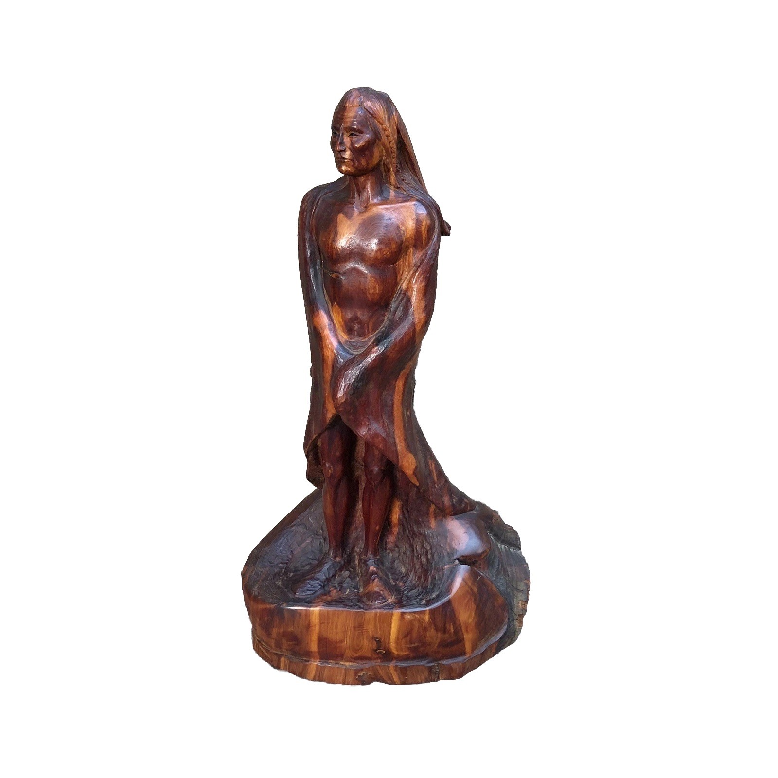 Troy Williams Native American Wood Carved Sculpture 20” H Prairie Son