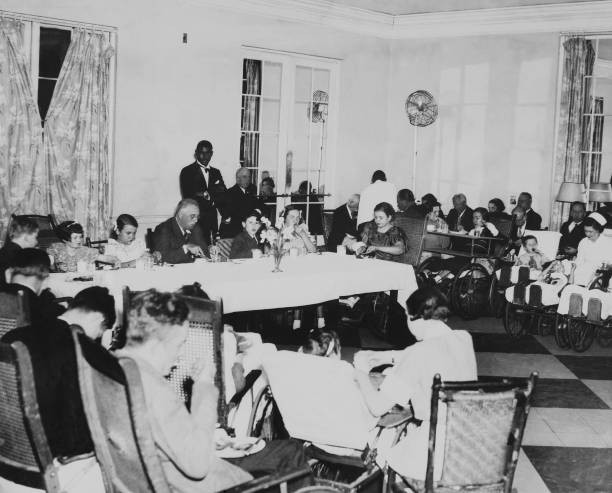 President Franklin Roosevelt Dinning Invalids The Warm Springs Fo- 1937 Photo