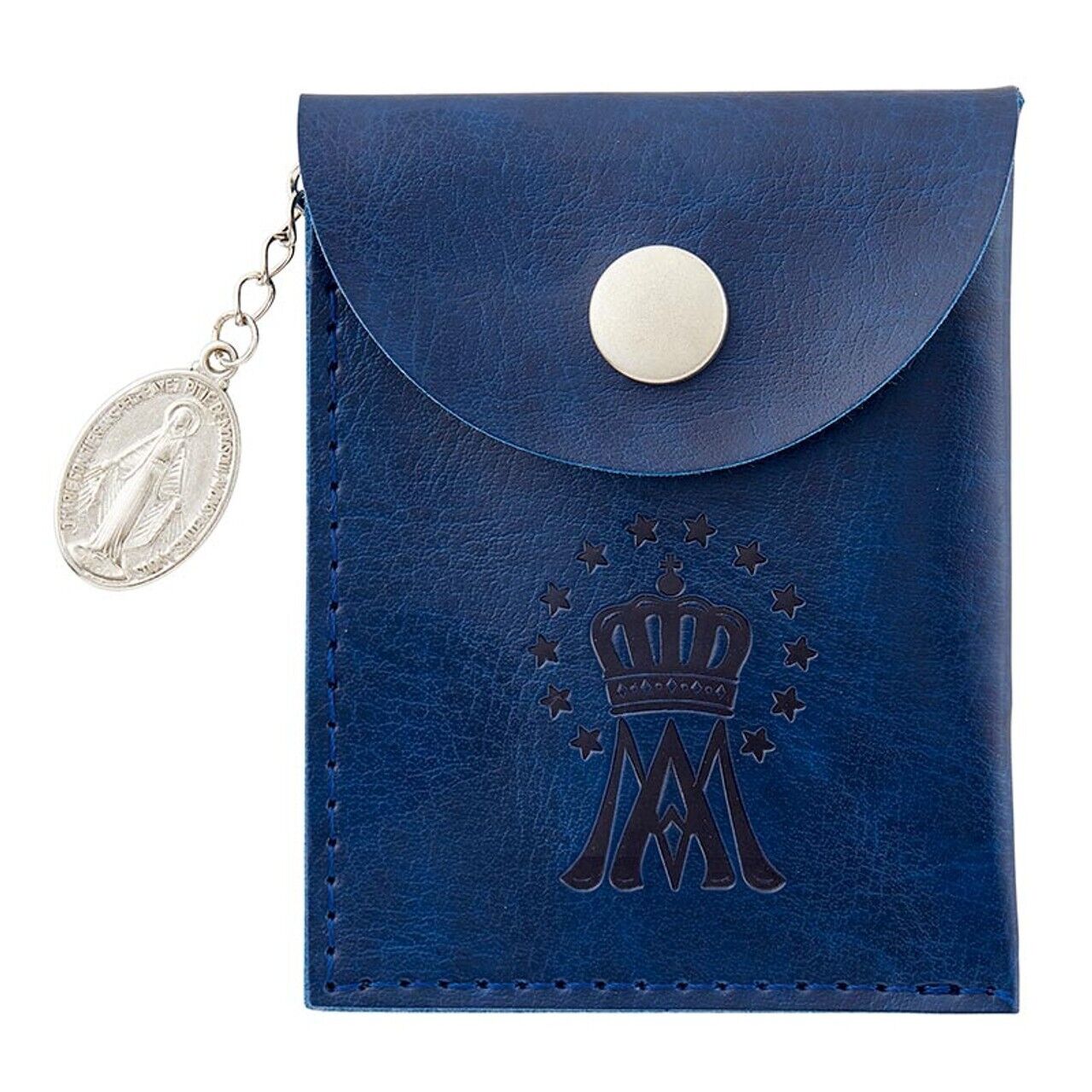 Miraculous Medal Rosary Case - Debossed Leatherette w/ Medal Dangle