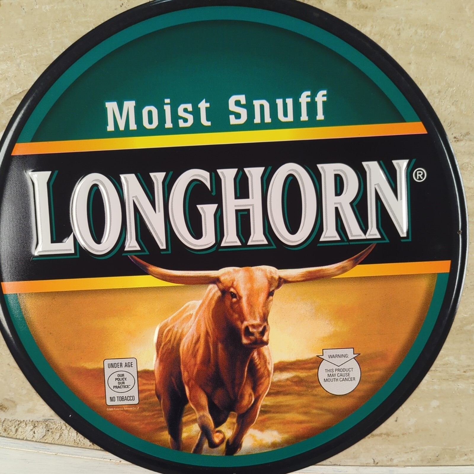 EMBOSSED LONGHORN MOIST SNUFF METAL SIGN 2006