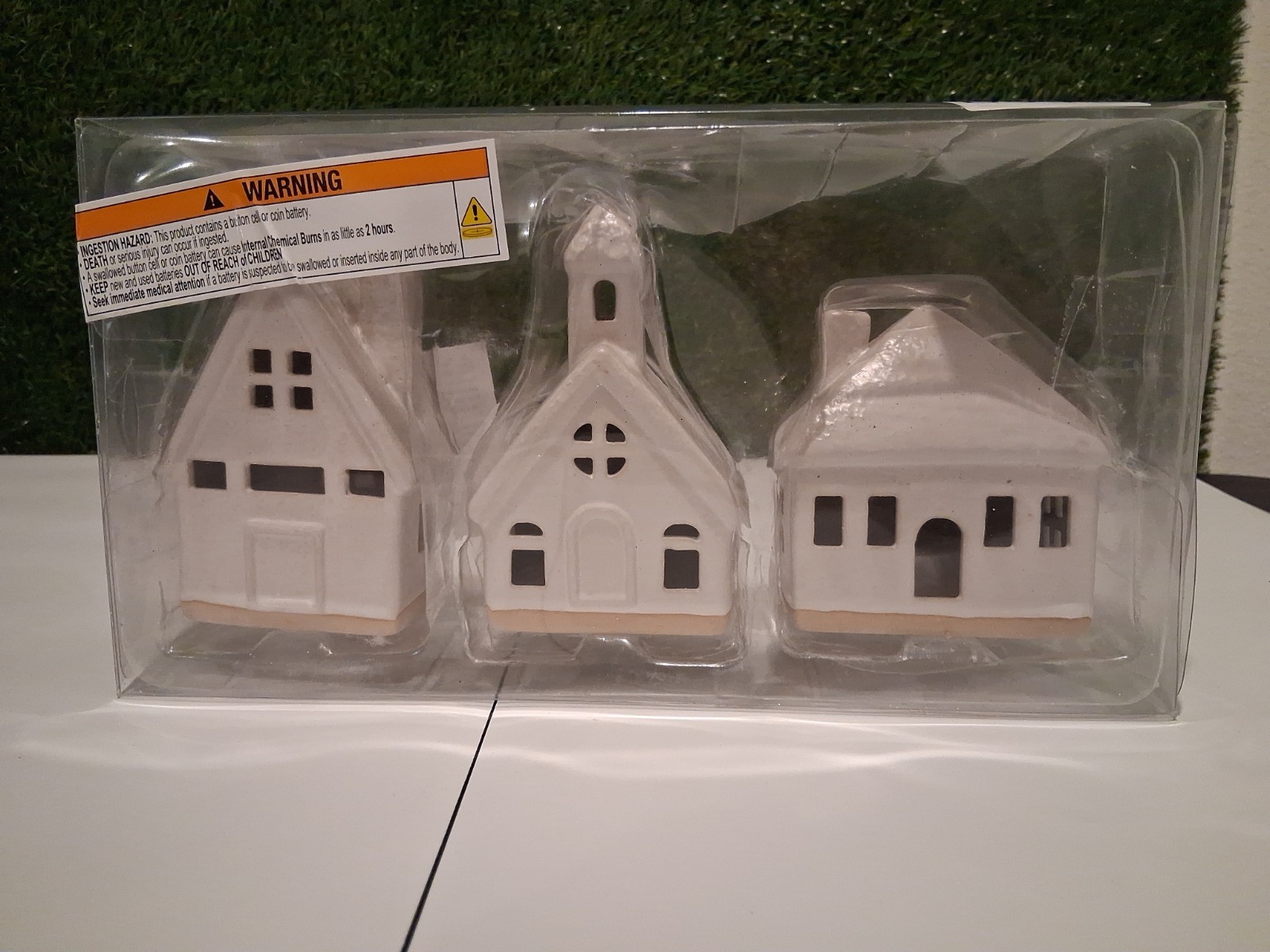 Target Wondershop Christmas Lit Ceramic Village Houses Set of 3 White New