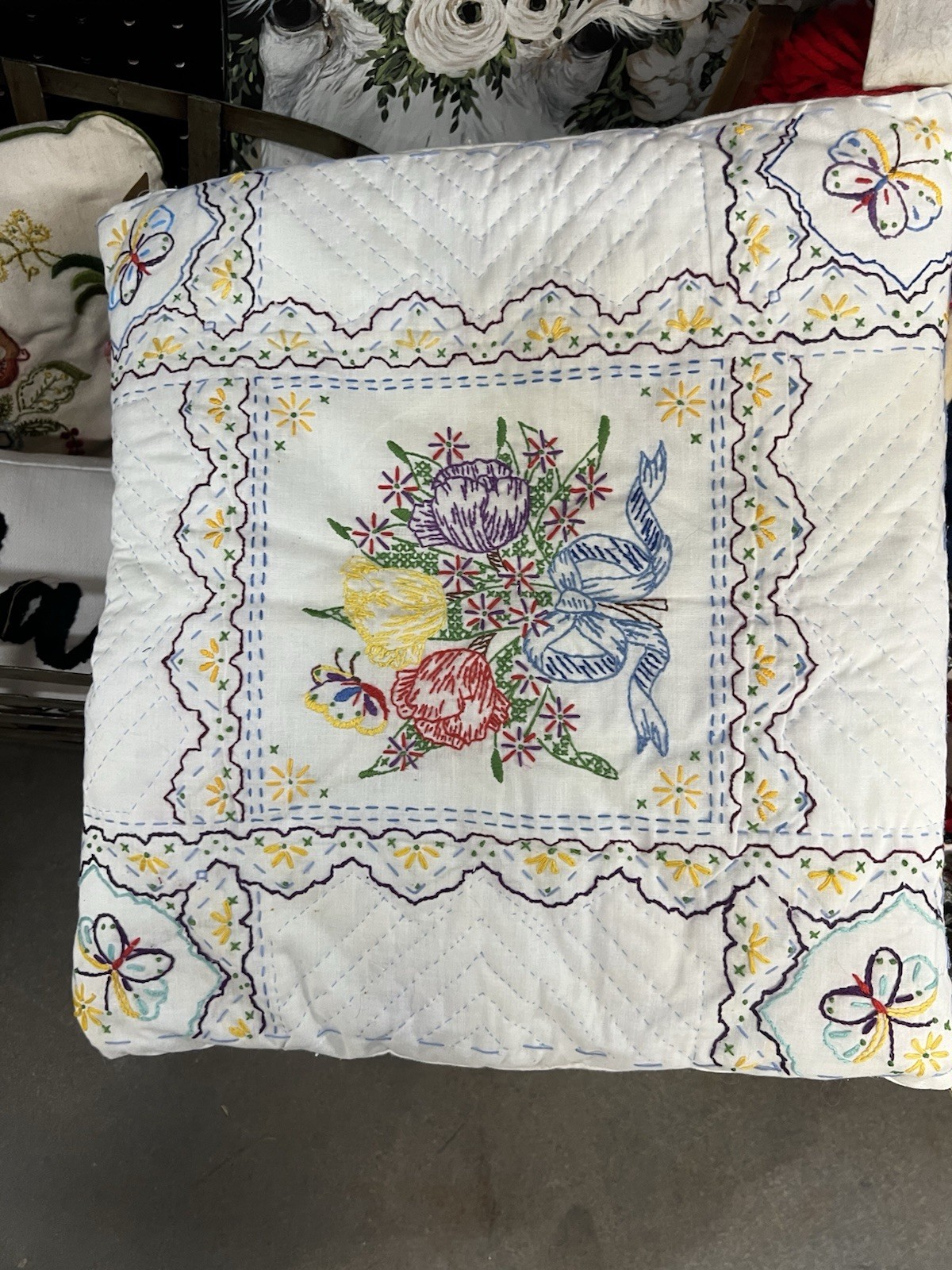 Antique/vintage Embroidered Pillow