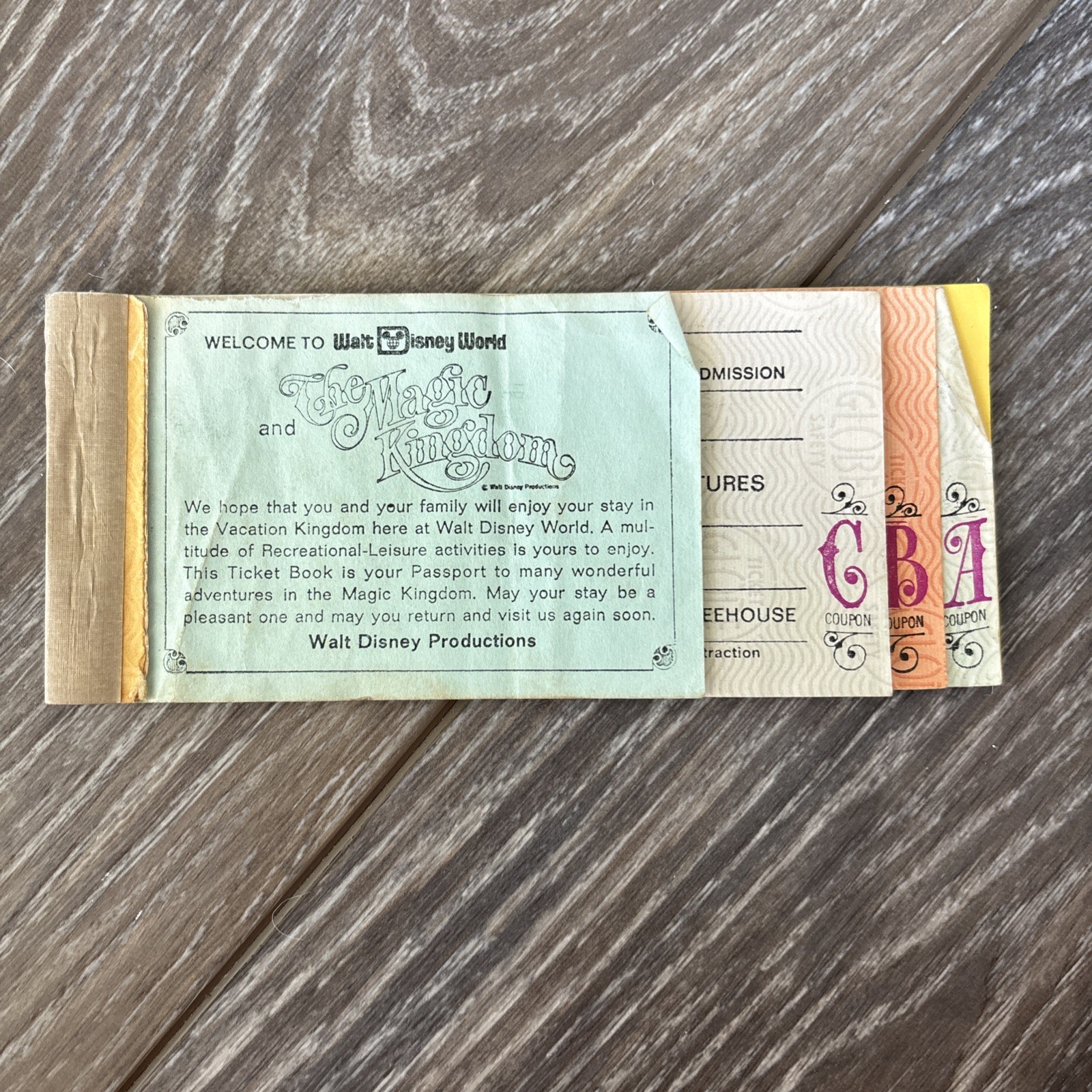1971-72 Walt Disney World CHILD Magic Key Ticket Book A B C Coupons $3.75