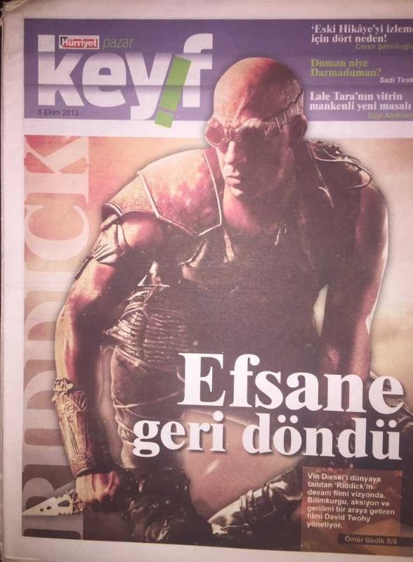Riddick Vin Diesel Turkish Keyif Newspaper Magazine Rare Sci-Fi Movie Cover