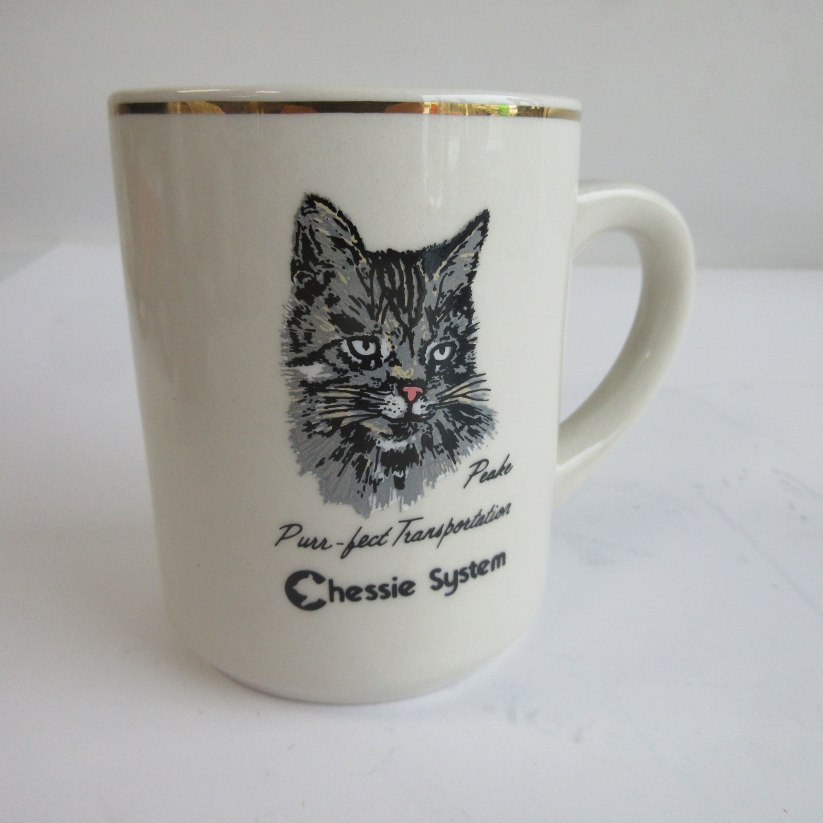 VTG Railroad Chessie System Cat Ceramic Coffee Mug Train Advertising