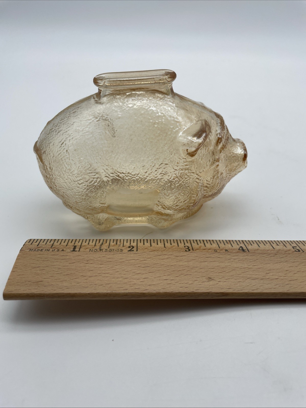 Vintage Clear Glass Piggy Bank Coin Savings Bank Figural Pig Collectible