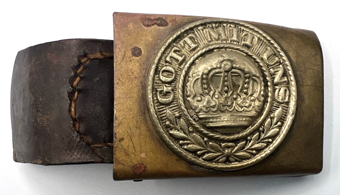 WWI 1914 Prussian M1895 Belt Buckle G. Koch Berlin Stamped Leather Tab