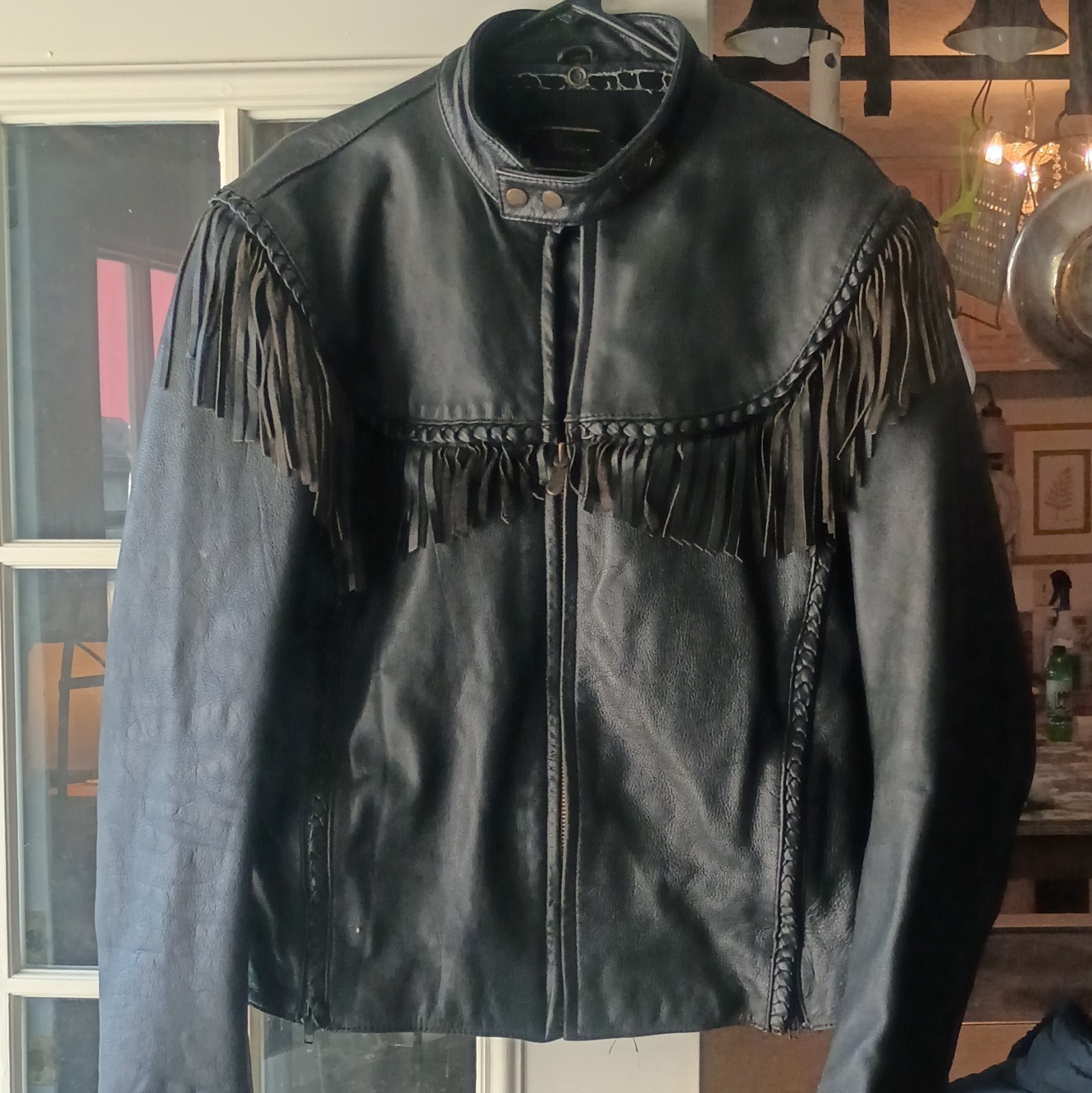 Vintage X Large Harley-Davidson Willie G Black Leather Fringe Motorcycle Jacket