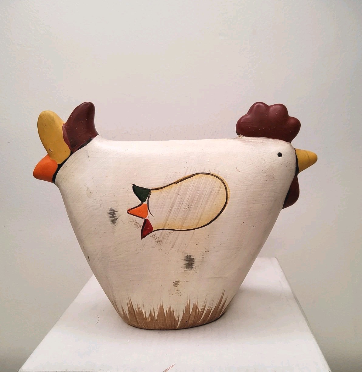 Ceramic Farmhouse Chicken,  Handpainted Figurine,  No Chips Or Cracks  (161)