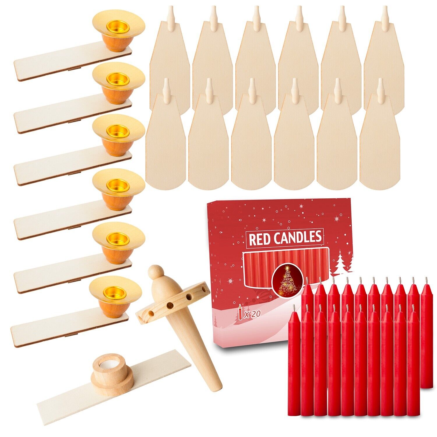 21 pc Parts Replacement Kit for Christmas Pyramid -Windmill With 20 Red Candles