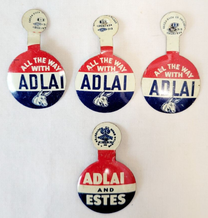 Lot of 4 Adlai & Estes 1956 Campaign Lapel Tab \