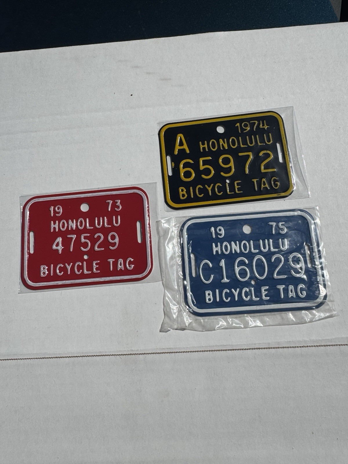 Vintage Honolulu Bicycle License Plate Lot 1973 1974 1975 New Old Stock Schwinn