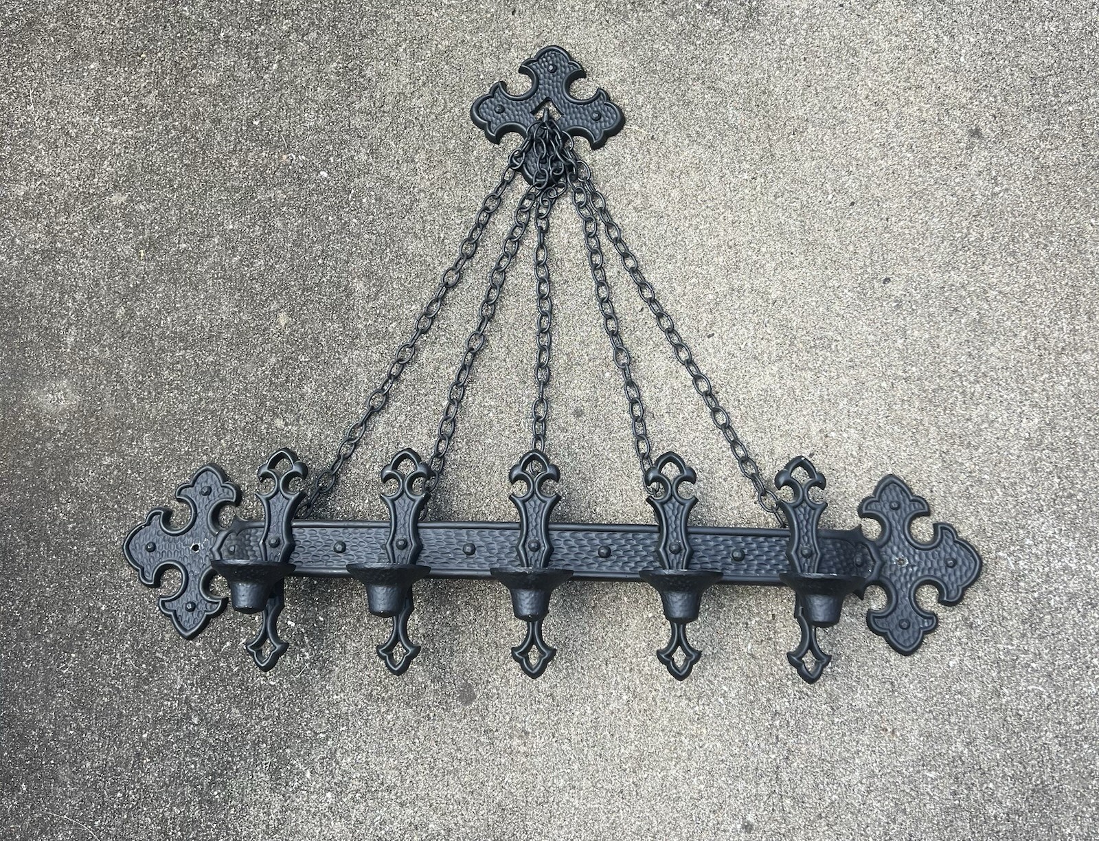 Vermay 1972 Vintage Sexton Gothic Metal Candle Holder Candelabra w/ Chains USA