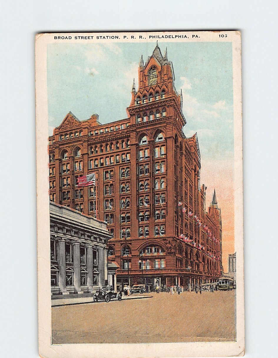 Postcard Broad Street Station, P. R. R., Philadelphia, Pennsylvania, USA