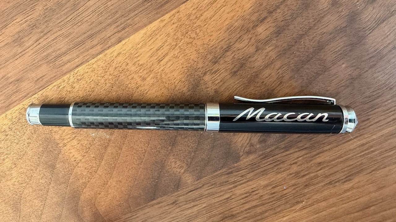 Porsche Macan Pen Carbon Fiber Design Dealer Car Delivery Gift Collectible