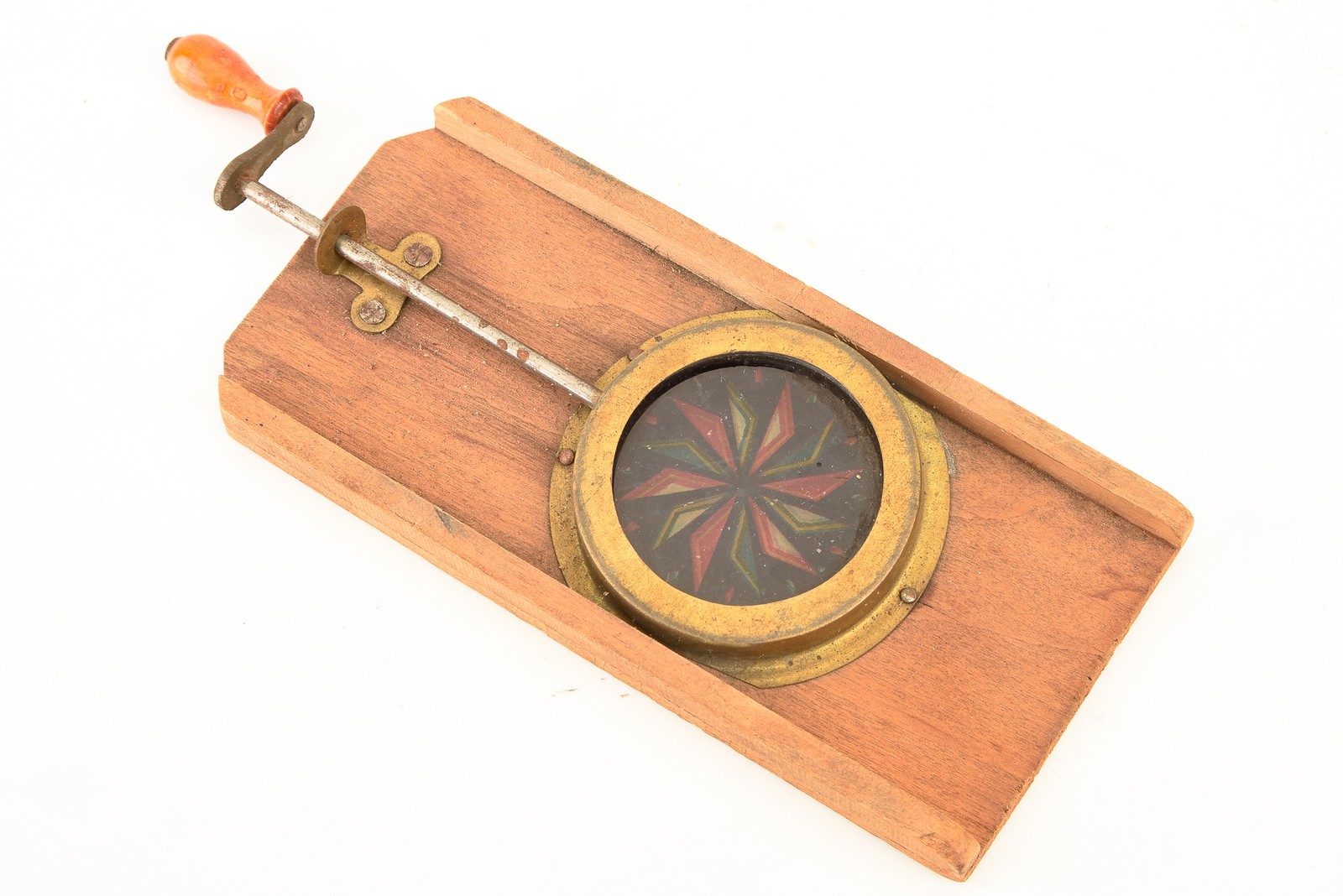 Antique 19th Century Wood Mechanical Kaleidoscope Glass Magic Lantern Slide V24