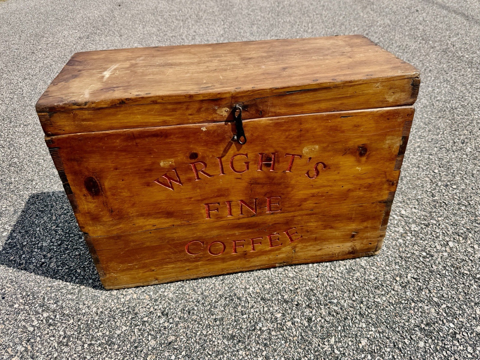 Antique Dovetailled Wooden Crate WRIGHTS FINE COFFEE 26