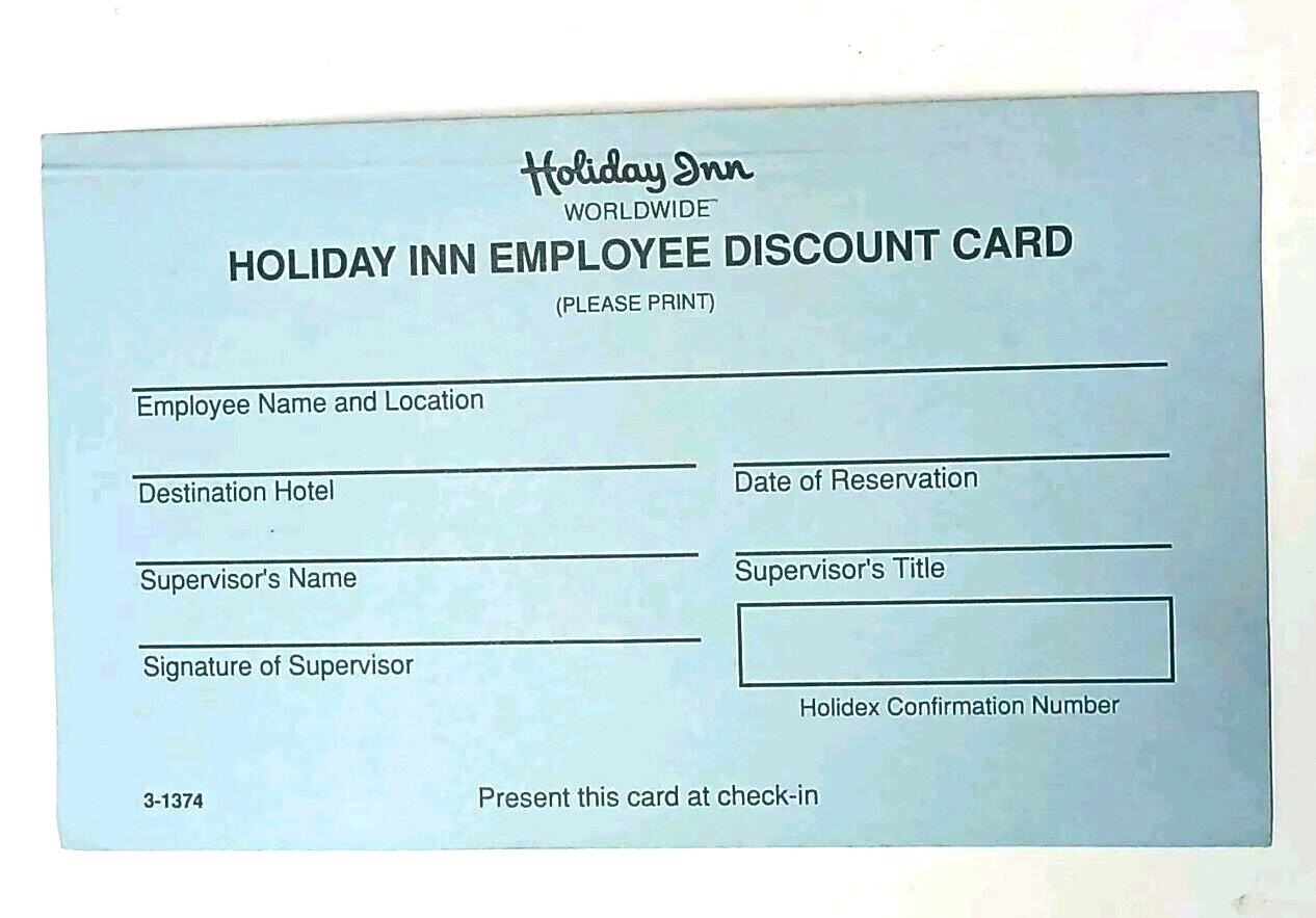 Holiday Inn Employee Discount Card Unused Vintage