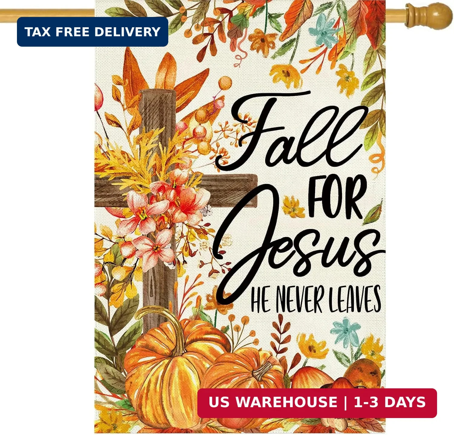 Baccessor Fall Thanksgiving Jesus House Flag 28 x 40 Inch Double Sided