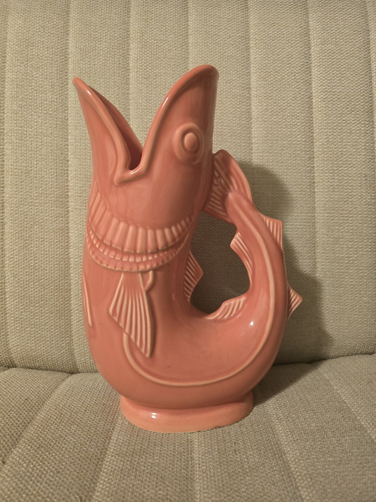 Vintage Gurgling Cod Glug Jug Shreve Crump & Low Pitcher Coral/Pink 10