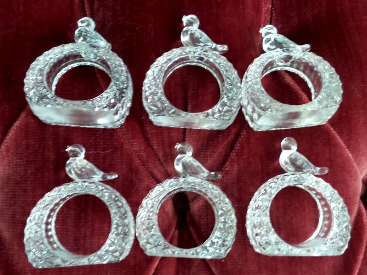 Lot 6 Hofbauer The Byrdes Crystal Collection Bird Napking Holders Lot 6 Hofbauer The Byrdes Crystal Collection Bird Napking Holders