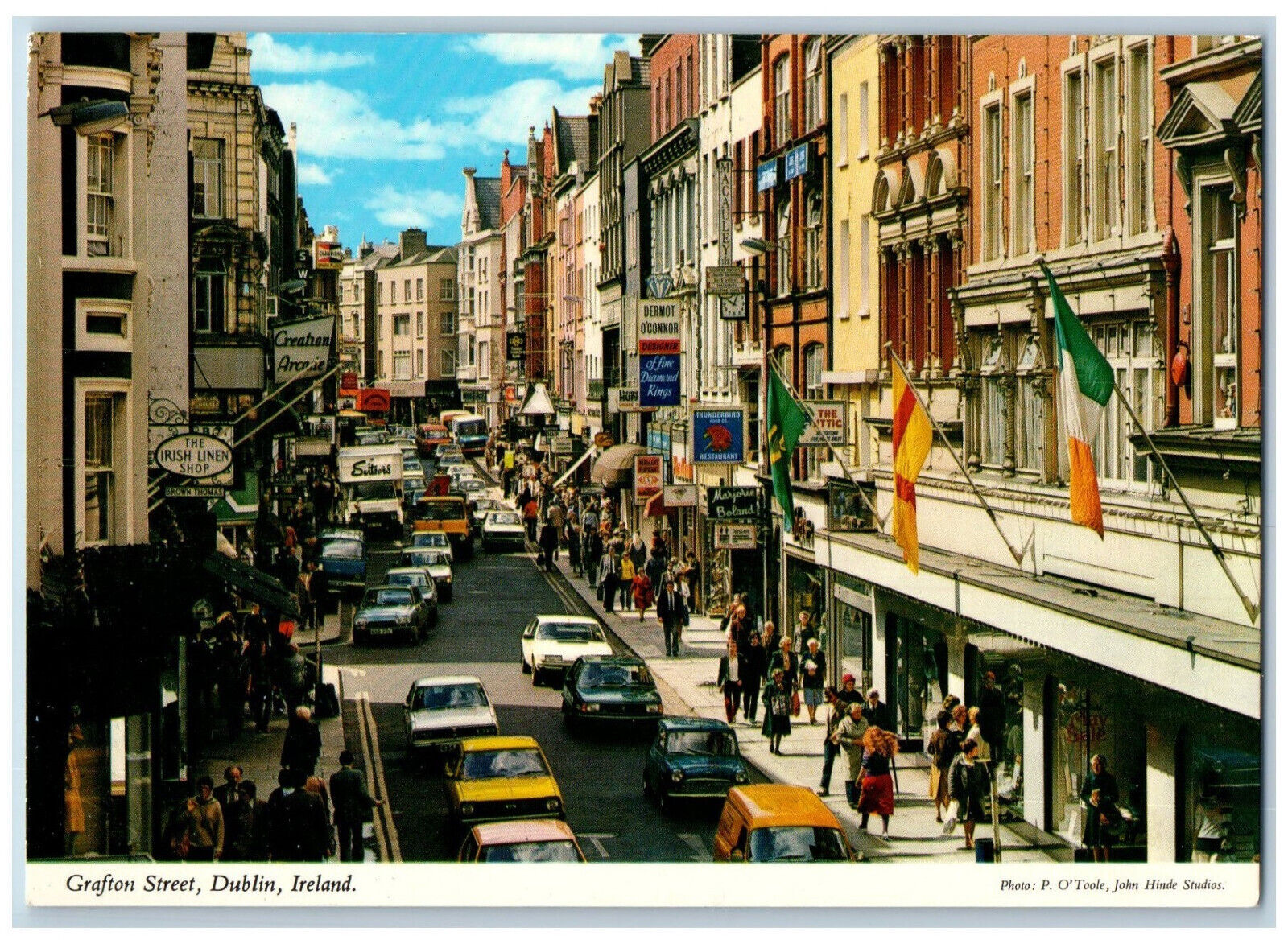 Dublin Ireland Postcard Grafton Street Restaurant Linen Shop c1950\'s Unposted